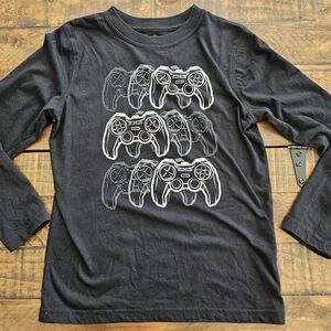 Boys Holographic Black Gaming Controller Design L/S TOP